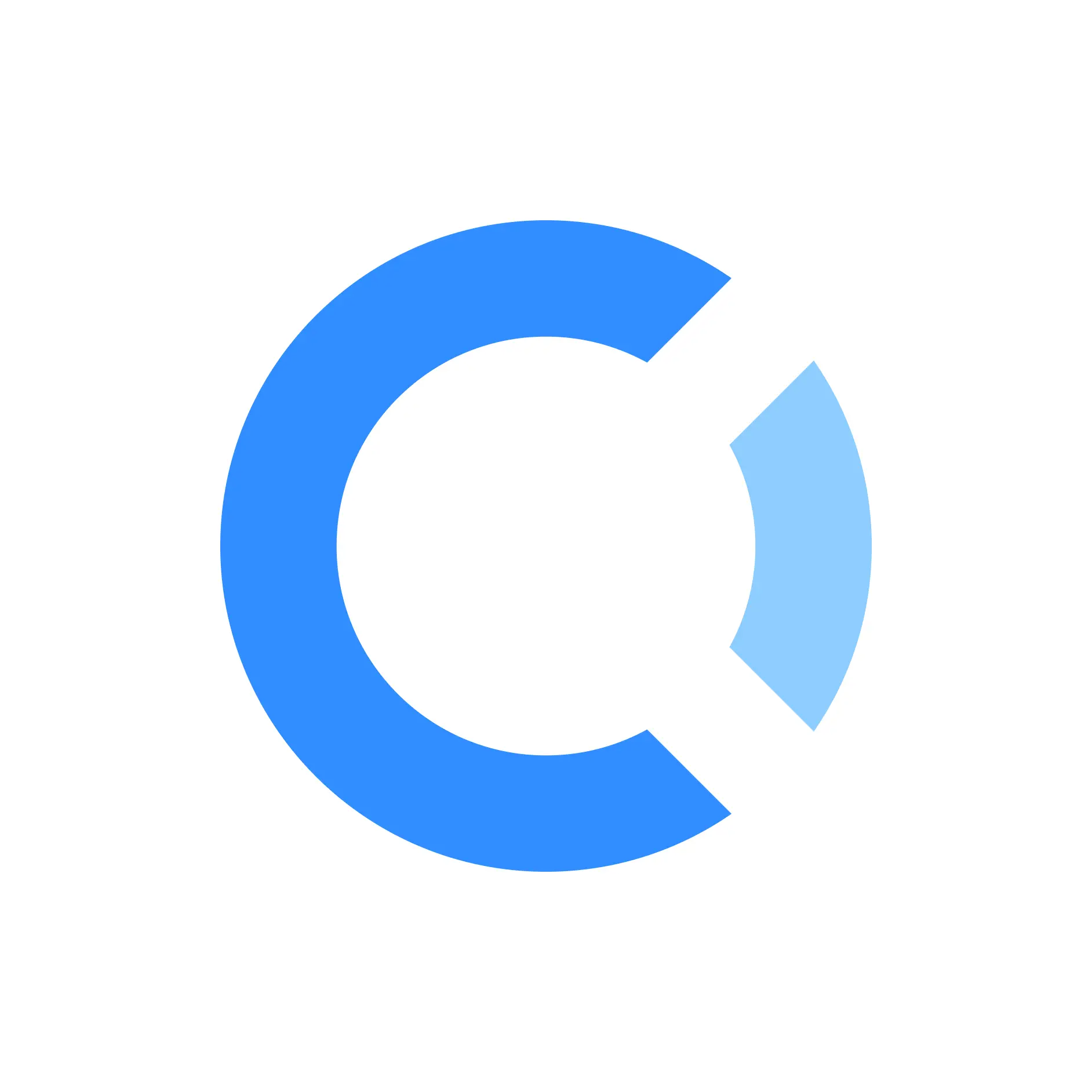 The Open Collective mark, flat: a bold blue C with a lighter blue arc closing it on the right
